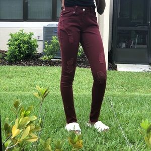 Burgundy jeans
